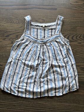 Max Studio Blue & White Striped Sleeveless Top